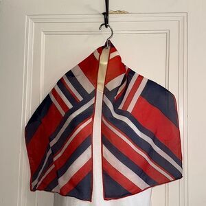 Vintage mid century semi sheer red, white & blue polyester scarf